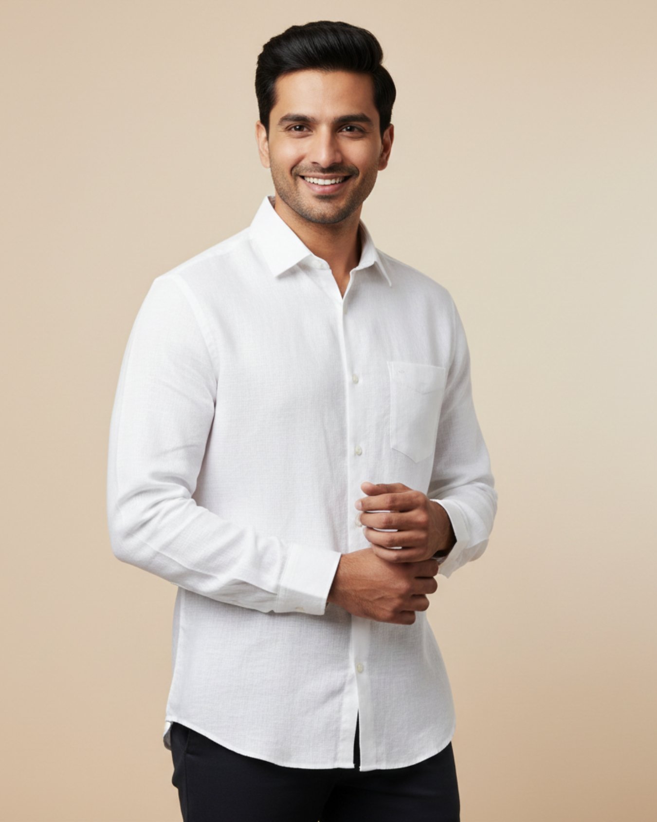Premium White Linen Cotton Shirt for Men – Teacher Fabric Collection