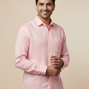 Pink Premium Linen Cotton Blend Shirt for Men | Teacher Fabric