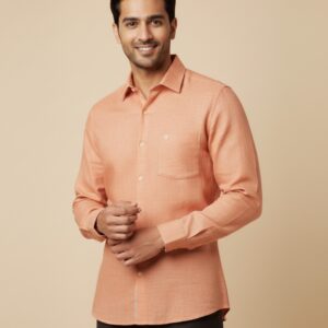 Peach Linen Cotton Shirt for Men