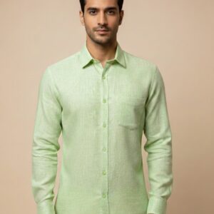 Premium Pista Green Linen Cotton Shirt for Men – Teacher Fabric Collection