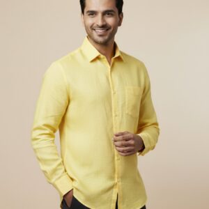 Premium Yellow Linen Cotton Shirt for Men – Teacher Fabric Collection